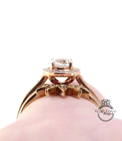 A close-up view of a gold ring with a large central gemstone, showcasing the intricate design and craftsmanship of the piece.
