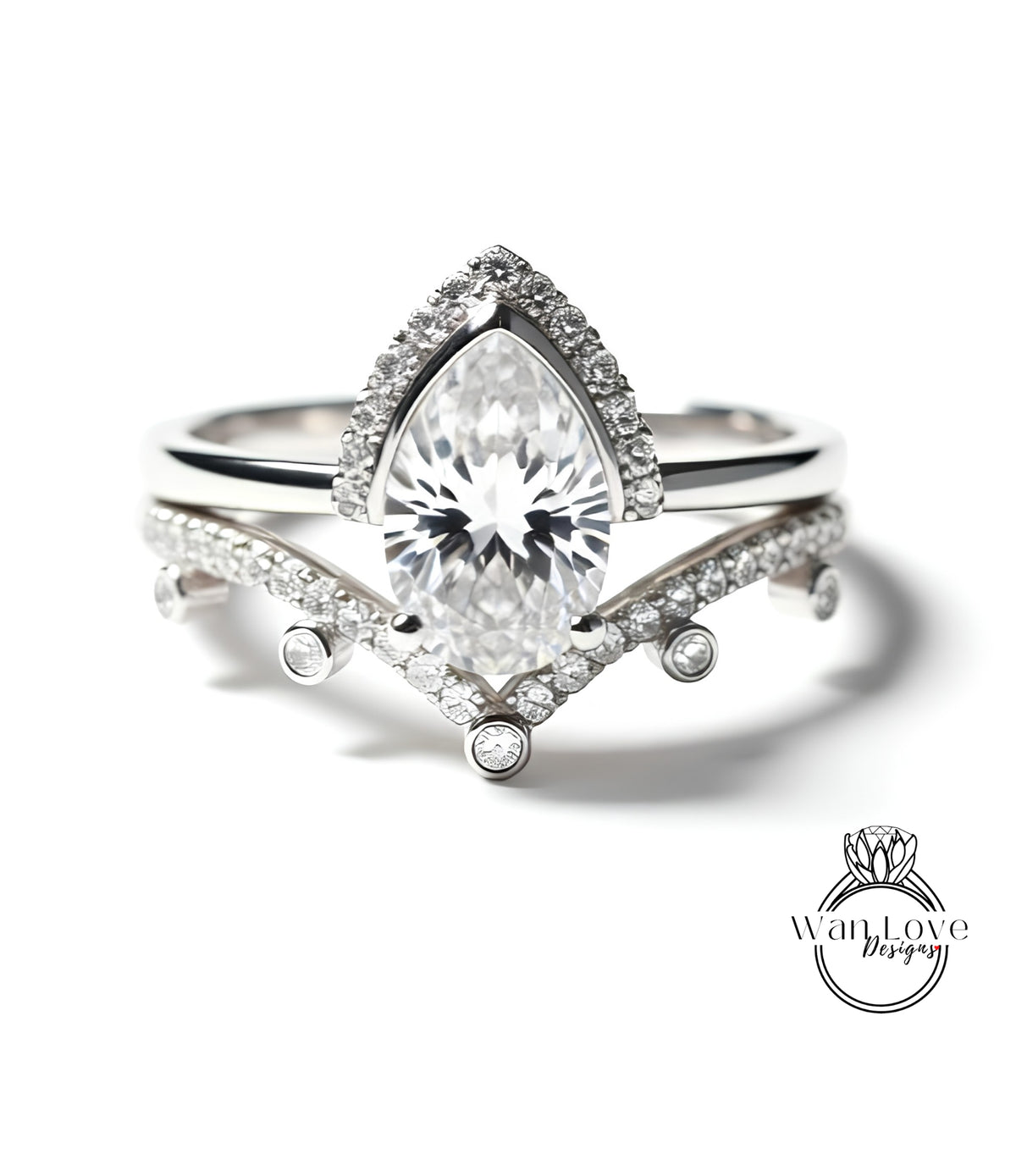 A close-up of a diamond engagement ring with a large central diamond surrounded by smaller diamonds on the band.