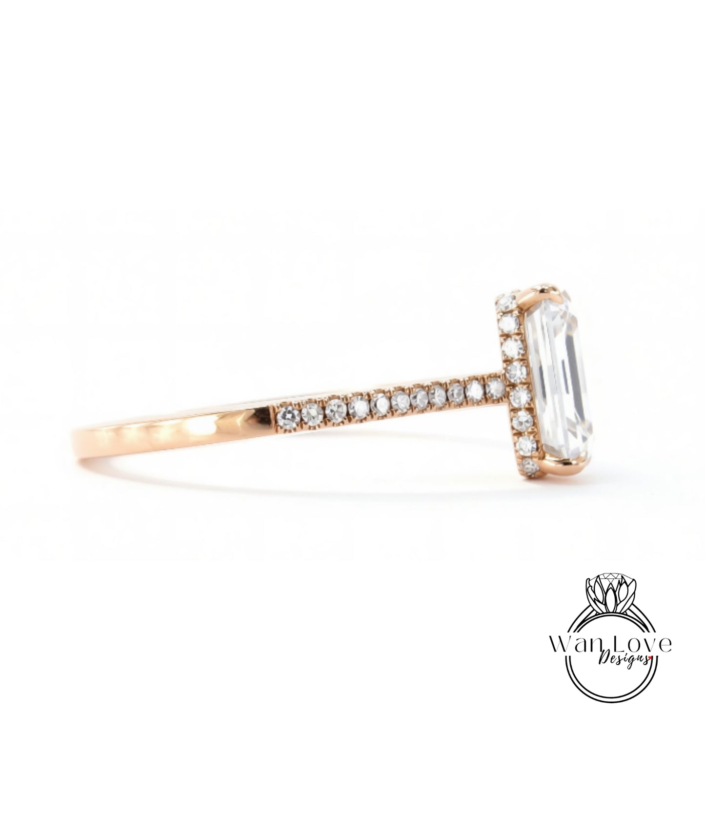 A gold ring with a large diamond set in the center, surrounded by smaller diamonds.