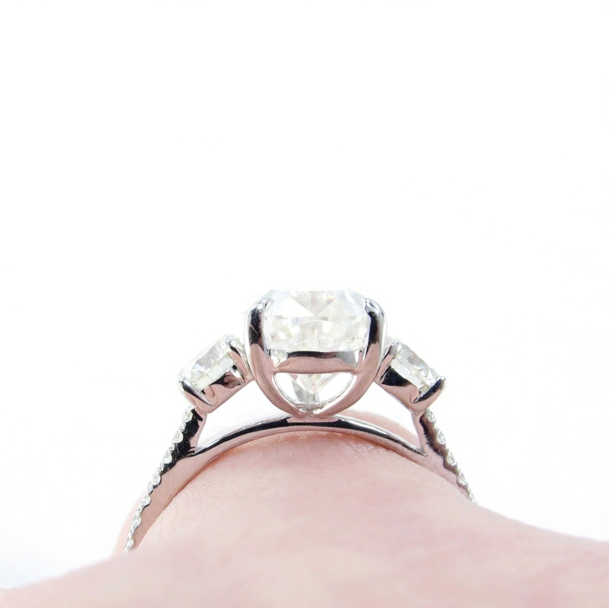 3.00ct Ready to Ship White Gold Diamond Minimalist Dainty Pear Round Cluster 3 Stone Engagement Ring,Promise Ring,WanLoveDesigns Wan Love Designs