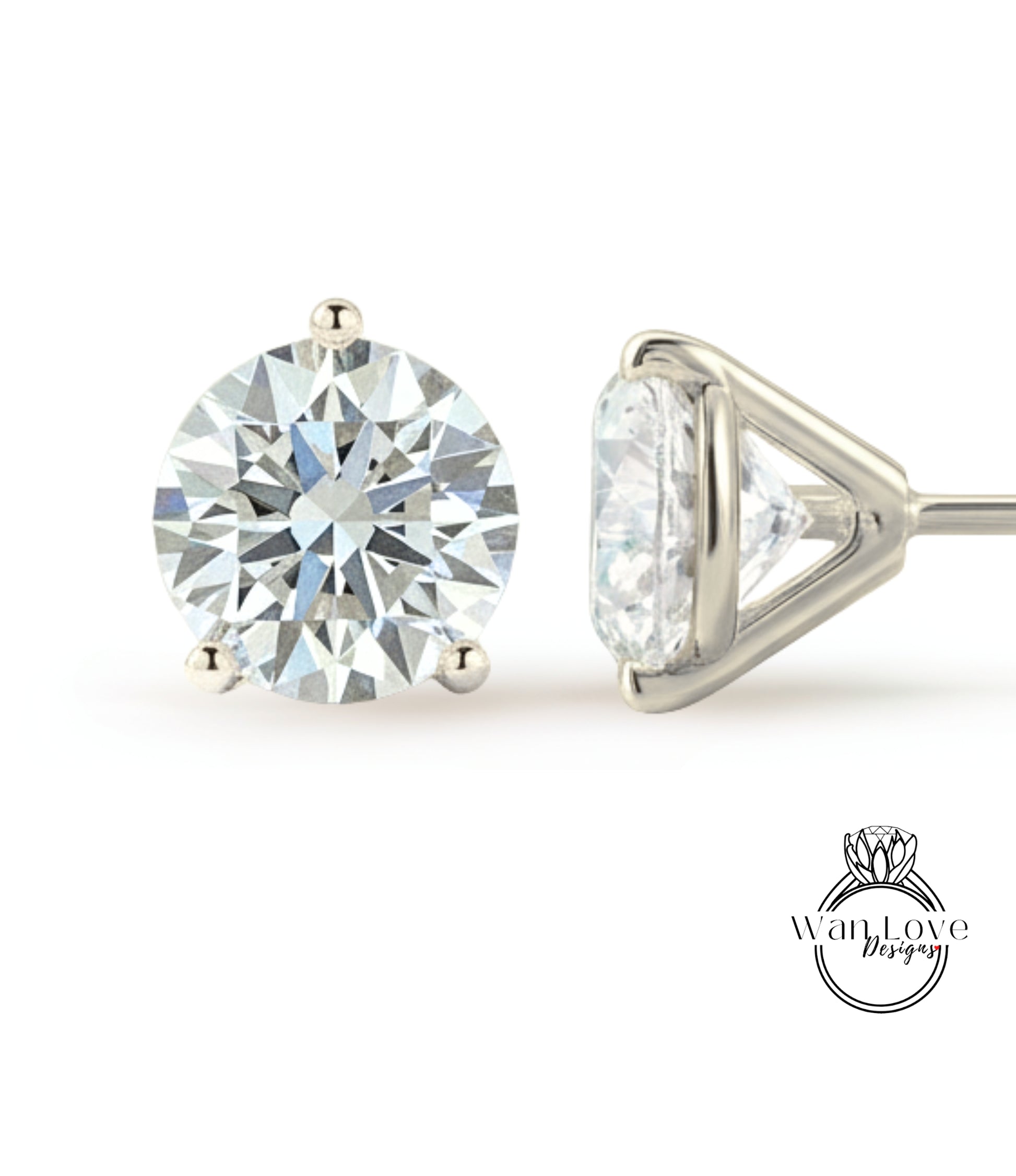 A pair of elegant diamond earrings with a large, brilliant-cut diamond set in a silver-toned metal frame.