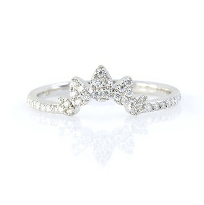 Womens Wedding Ring, Moissanite Band, Moissanite Wedding Ring, Matching Wedding Ring, Curved Wedding Band, Leaf Wedding Band, Gold Pave Ring