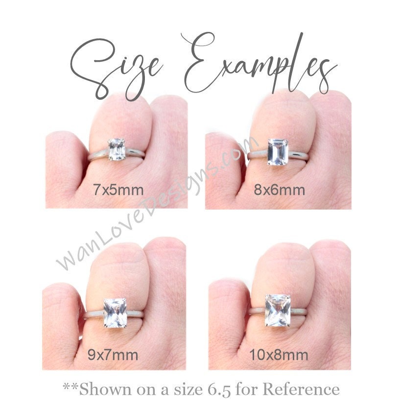 3 carat Emerald cut Moissanite Engagement Ring, 3 Gemstone Baguettes, Custom Wan Love Designs
