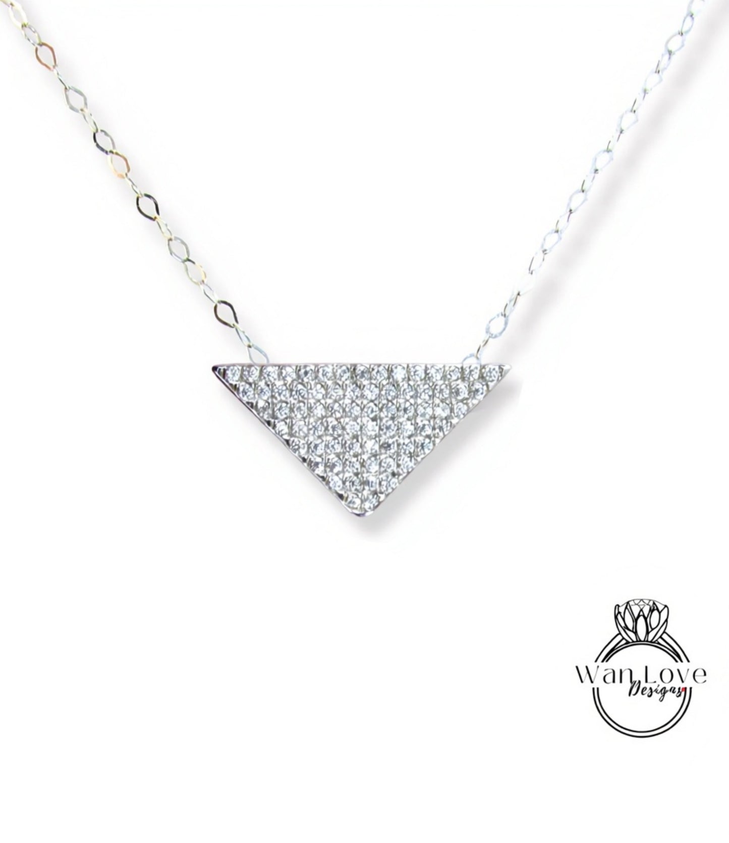 Collana triangolare con pavé di diamanti, ciondolo a forma delicata, collana geometrica, collana Moissanite, gioielli con pietre portafortuna, regalo per lei, minimalista
