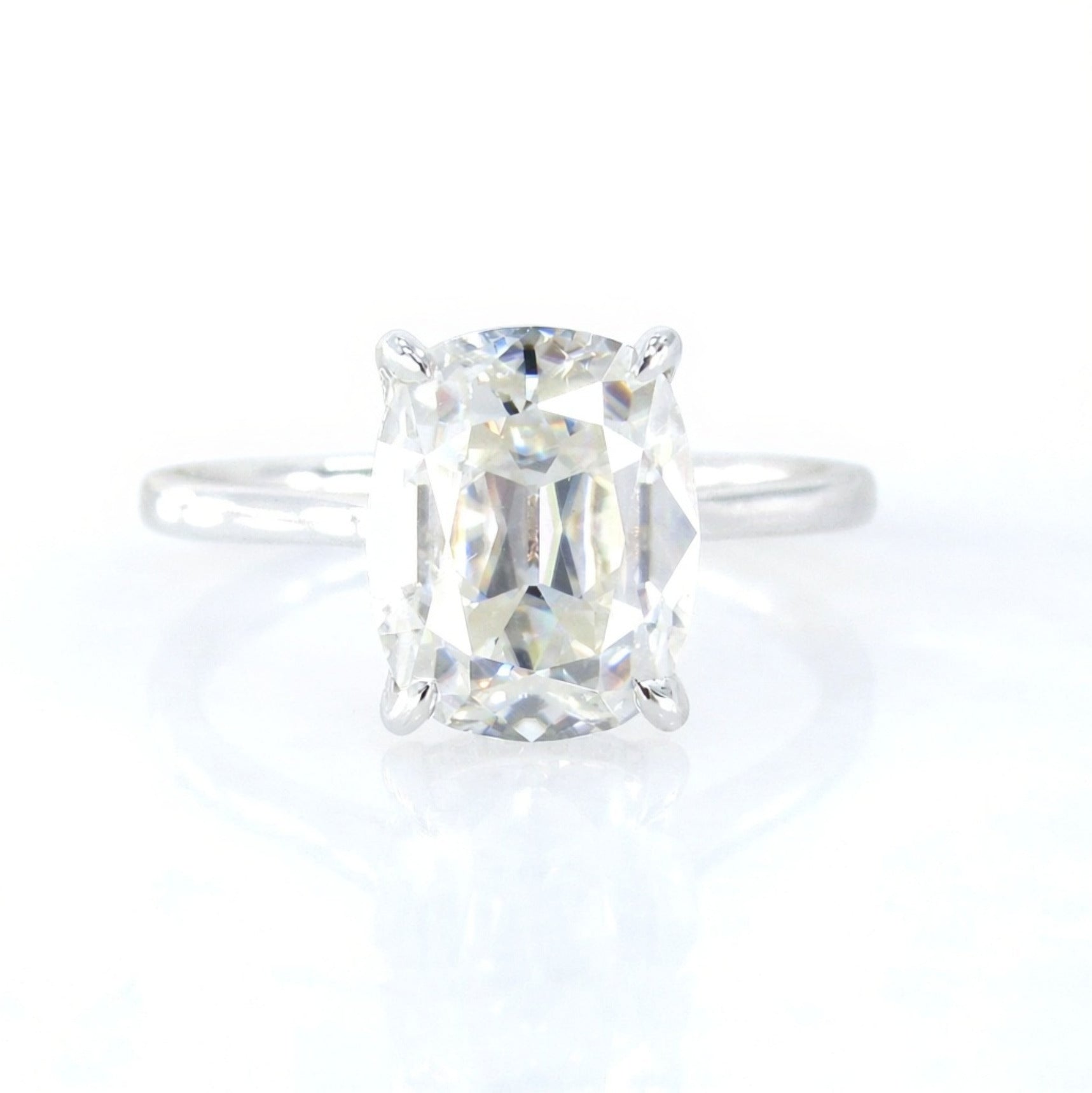 OMC Old Mine Cut Moissanite Engagement Ring Elongated Cushion Side Halo ring art deco White Gold ring 4ct Wedding Anniversary Gift Ready