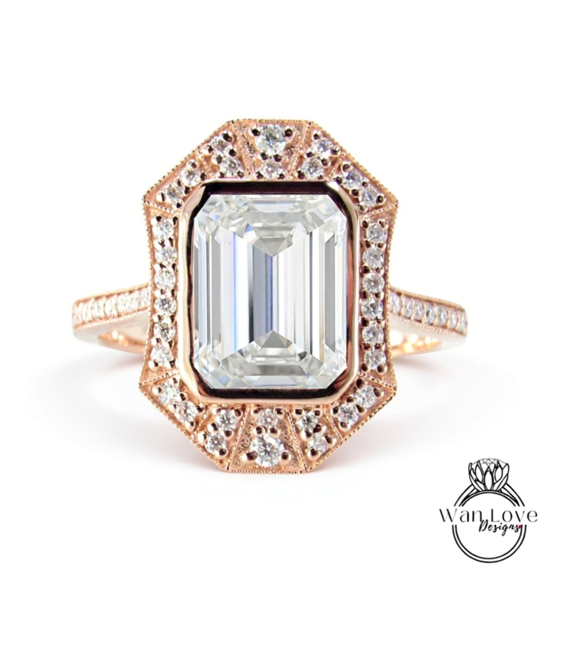 a beautiful engagement ring with a large, clear gemstone set in a rose gold band.