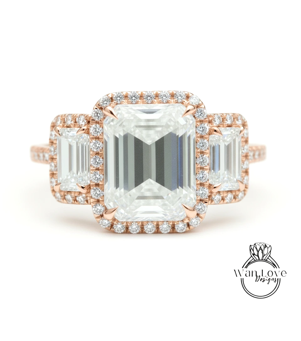 A close-up image of a beautiful engagement ring with a large, clear gemstone surrounded by smaller diamonds and a halo of smaller diamonds.