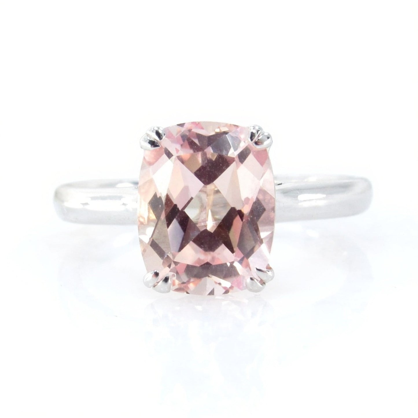 Peach Sapphire engagement ring Elongated Cushion cut ring vintage double prong ring wedding Bridalsolitaire Anniversary promise ring, Ready Wan Love Designs