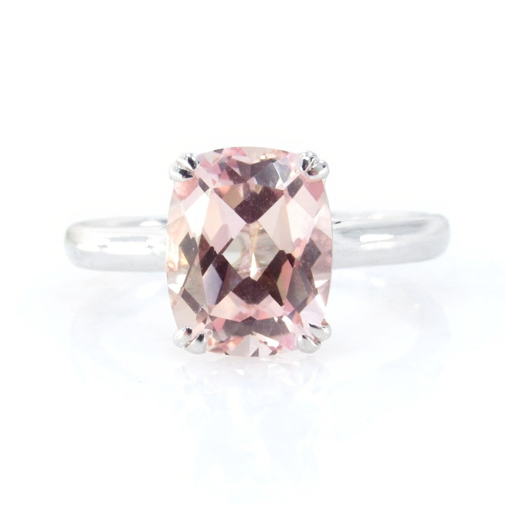 Peach Sapphire engagement ring Elongated Cushion cut ring vintage double prong ring wedding Bridalsolitaire Anniversary promise ring, Ready Wan Love Designs