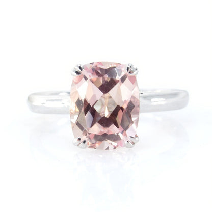 Peach Sapphire engagement ring Elongated Cushion cut ring vintage double prong ring wedding Bridalsolitaire Anniversary promise ring, Ready Wan Love Designs