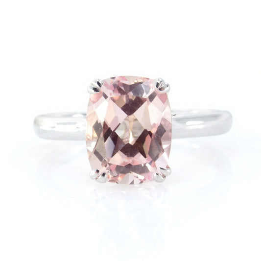 Peach Sapphire engagement ring Elongated Cushion cut ring vintage double prong ring wedding Bridalsolitaire Anniversary promise ring, Ready Wan Love Designs