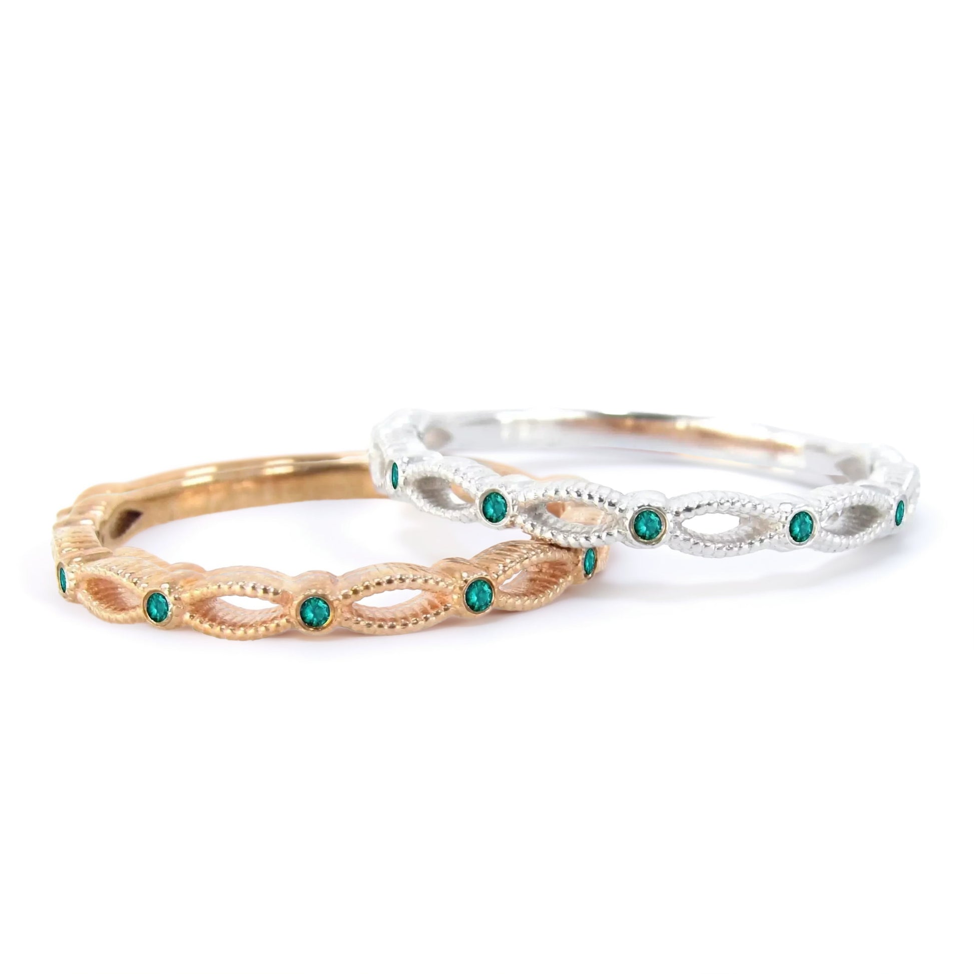 Textured Rope Band White Gold Vintage Band Art Deco Band Stackable Wedding Band Emerald Band Engagement Band Anniversary Band 14K Rose Gold Wan Love Designs