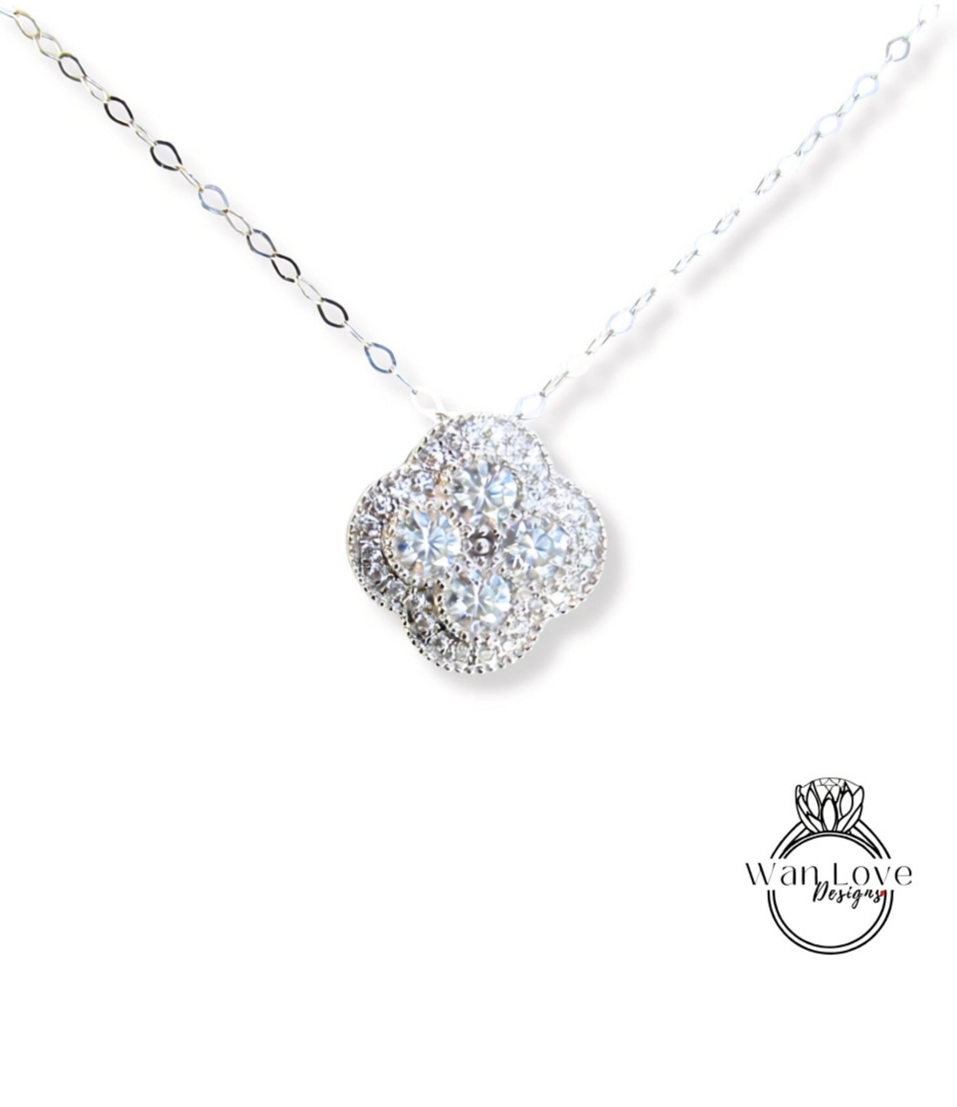 A necklace with a large, sparkling diamond pendant.