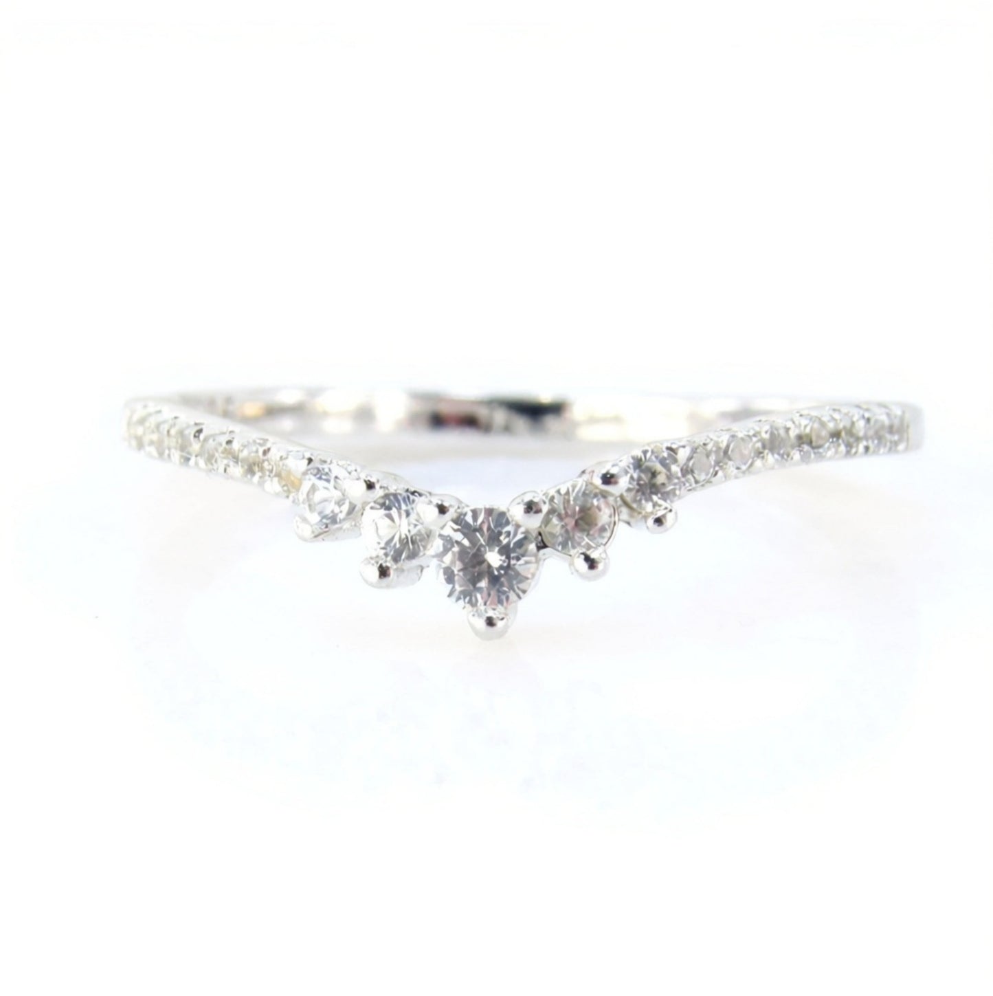 Ready to Ship Curved Half Eternity Tiara Wedding Band, Tiara White Sapphire Band, Curvy Wedding Band WanLoveDesigns Wan Love Designs