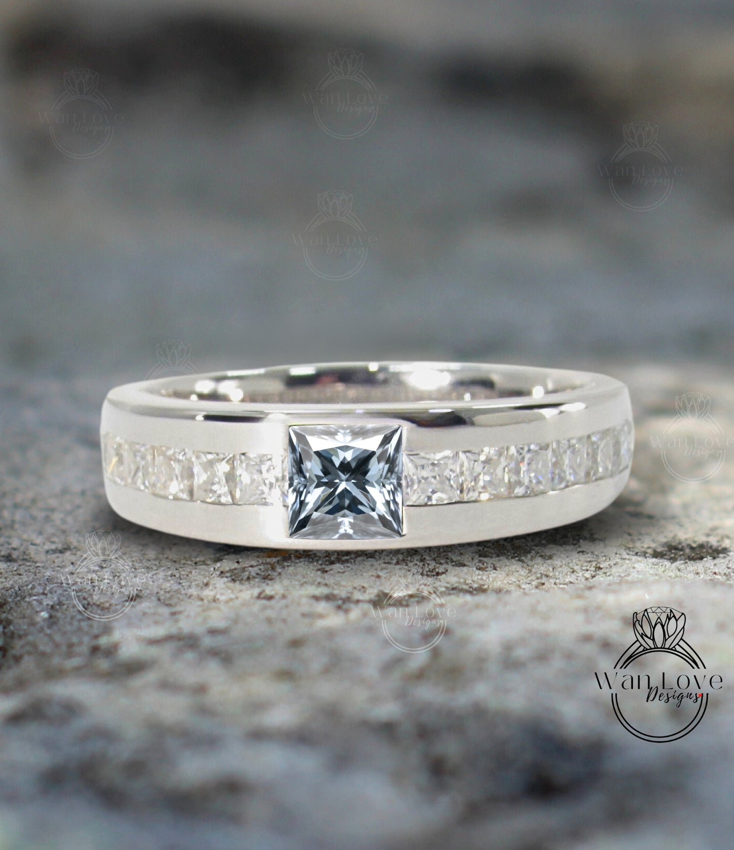 Fede nuziale da uomo con diamante, Fede nuziale da uomo in oro massiccio Moissanite, Fede nuziale da uomo con diamante Lab, Fascia portafortuna da uomo in oro 10k/14k/18k