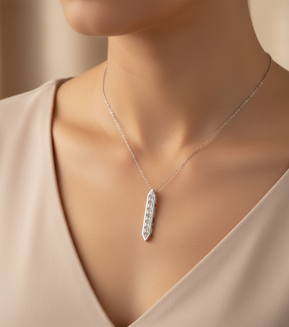 East West 2 vie orizzontale o verticale Princess Trillion Moissanite bianco rosa blu zaffiro rubino smeraldo collana con 8 gemme fascino personalizzato