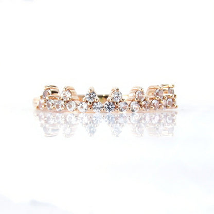 White Sapphire Crown Tiara Wedding Band,Matching Band,Engagement Ring,Rose Gold Ring-Custom-Anniversary Gift-Ready Ship