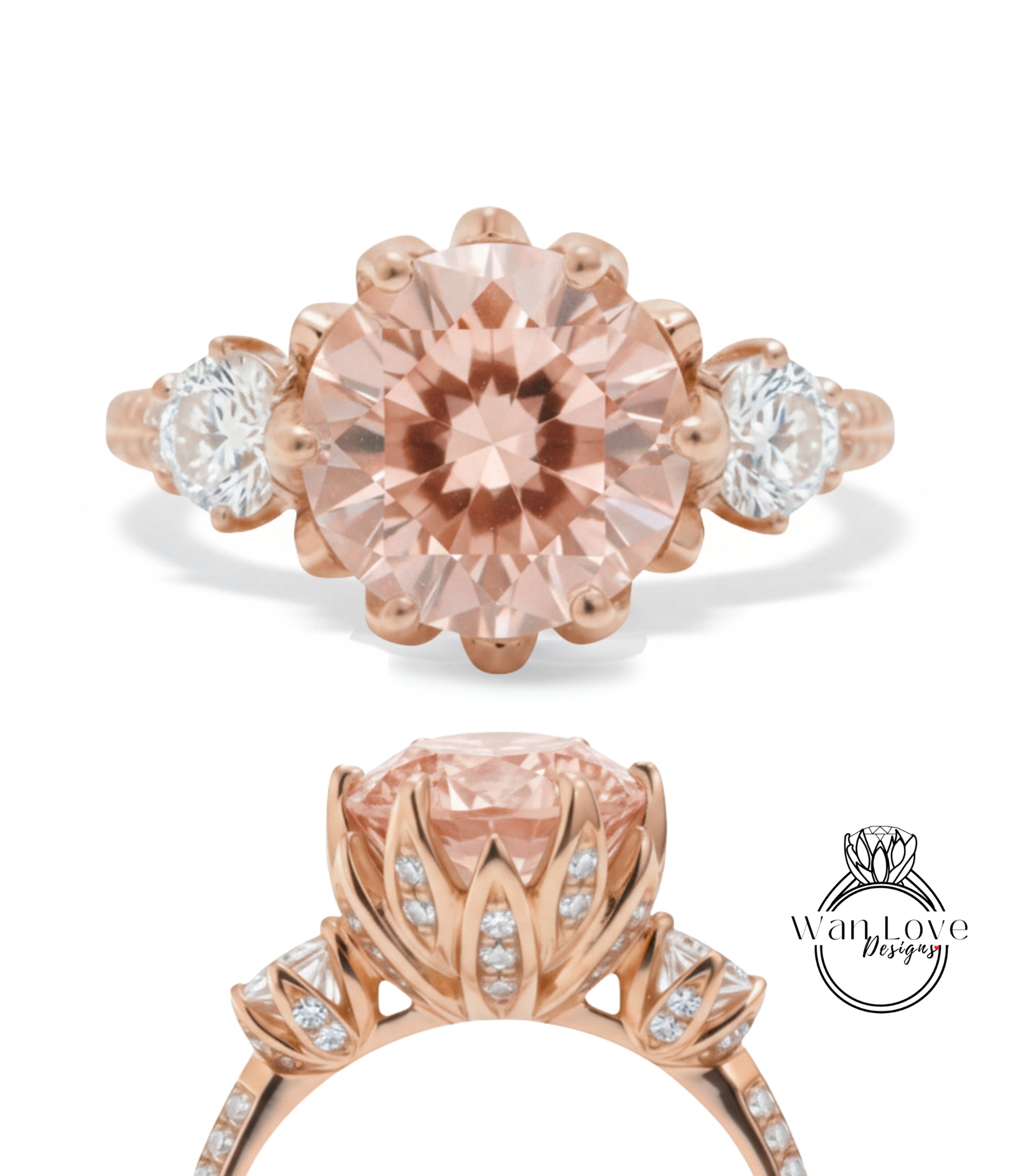 a beautiful pink gemstone ring with a large central gemstone surrounded by smaller gemstones and a delicate floral design.