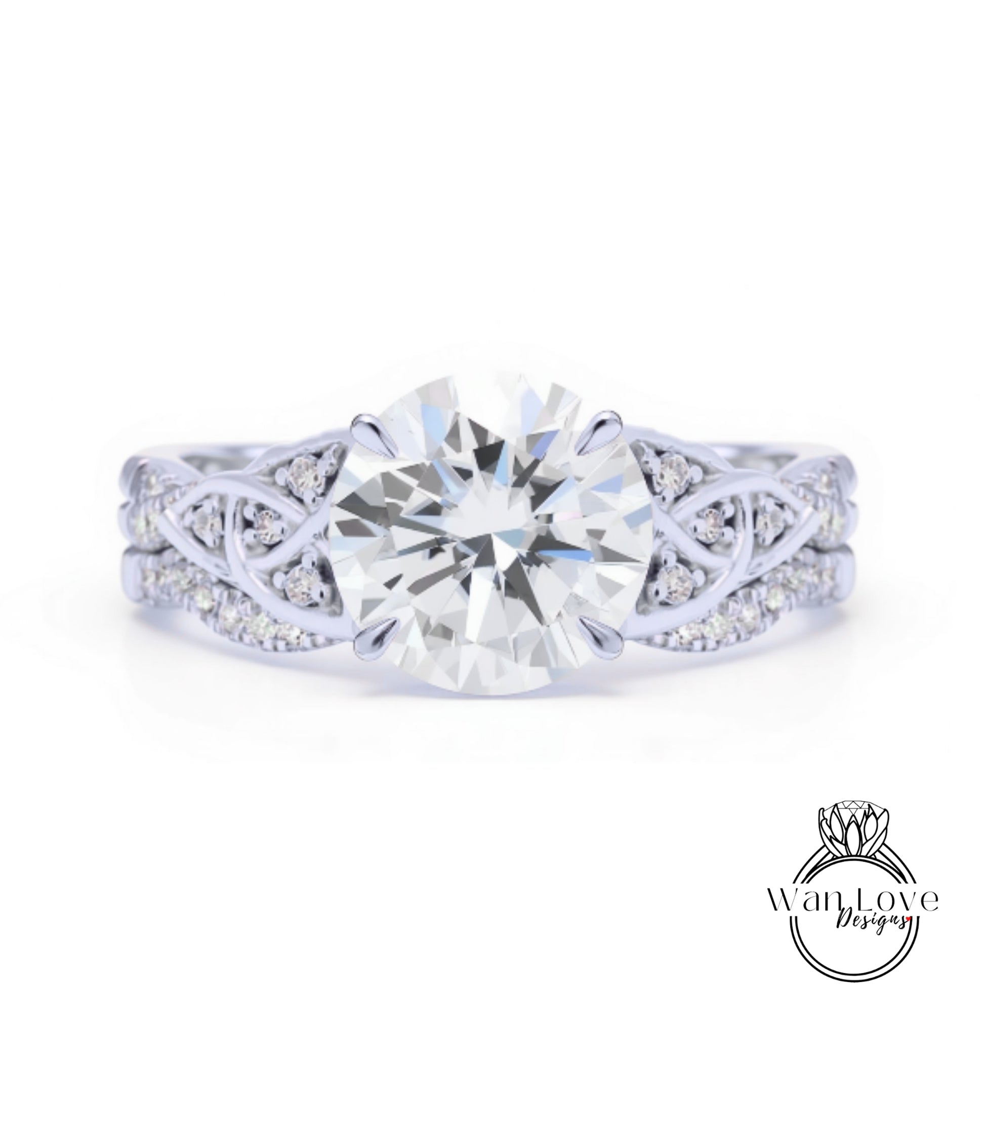A close-up of a diamond engagement ring with a large central diamond surrounded by smaller diamonds on either side.