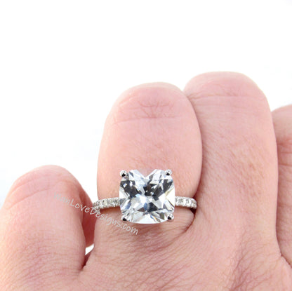 5Ct Cushion White Sapphire Engagement Ring, Large Gemstone Ring, Solitaire Ring, White Sapphire Cushion Cut, Solitaire Proposal Ring, Ready Wan Love Designs