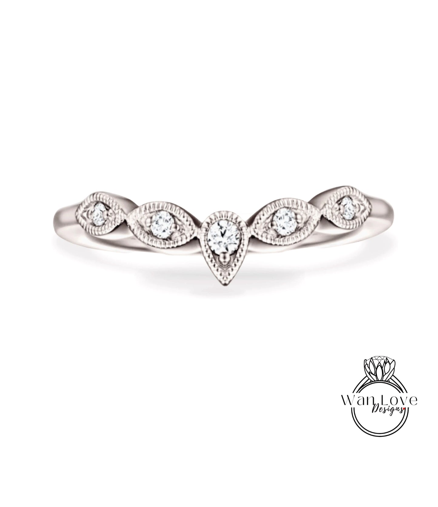 A silver ring with a central diamond and smaller diamonds surrounding it, set in a band.
