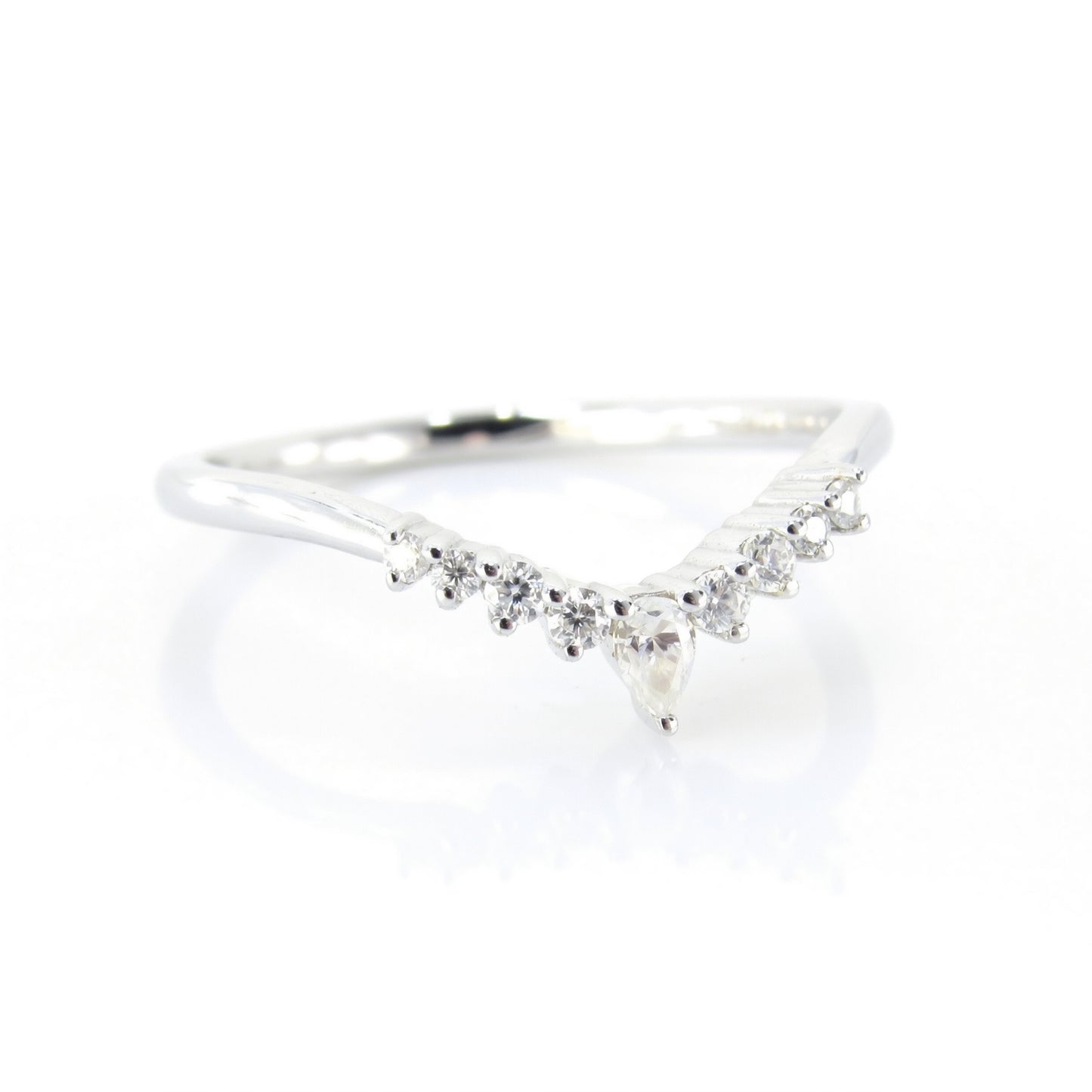 Diamond Moissanite Contoured Pear Round Wedding Band Ring Sapphire Curved Nesting,14k 18k White Yellow Rose Gold-Platinum-Custom-Anniversary Wan Love Designs
