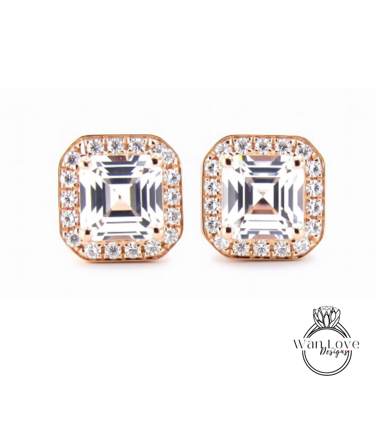 A pair of elegant earrings with large, clear gemstones set in a gold-toned metal frame.