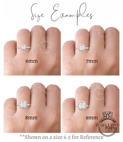 a woman's hand with three different sizes of engagement rings