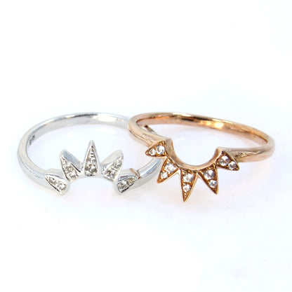 White Sapphire Starburst Wedding Band, Pointed Star Ring, Sunburst, Curved, Nesting, Rose Gold, White Gold, Custom, Engagement-Ready to Ship