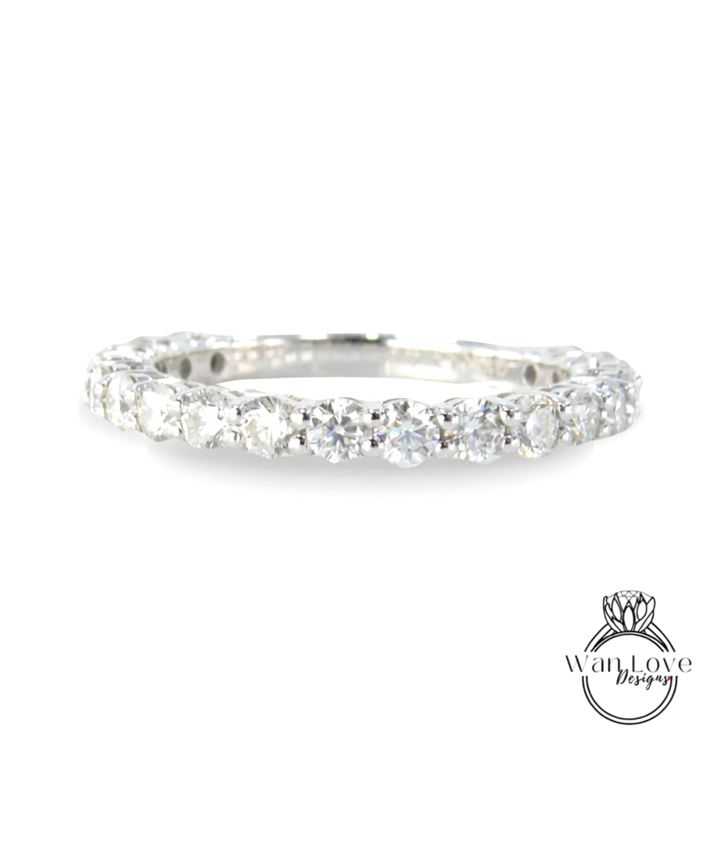 Fede nuziale rotonda in moissanite da 2,50 mm / Fascia nuziale quasi eterna in oro massiccio / Fascia abbinata per anello di fidanzamento / Regalo per fascia anniversario