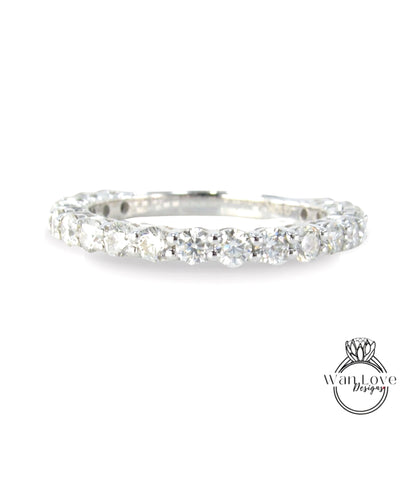 Fede nuziale rotonda in moissanite da 2,50 mm / Fascia nuziale quasi eterna in oro massiccio / Fascia abbinata per anello di fidanzamento / Regalo per fascia anniversario