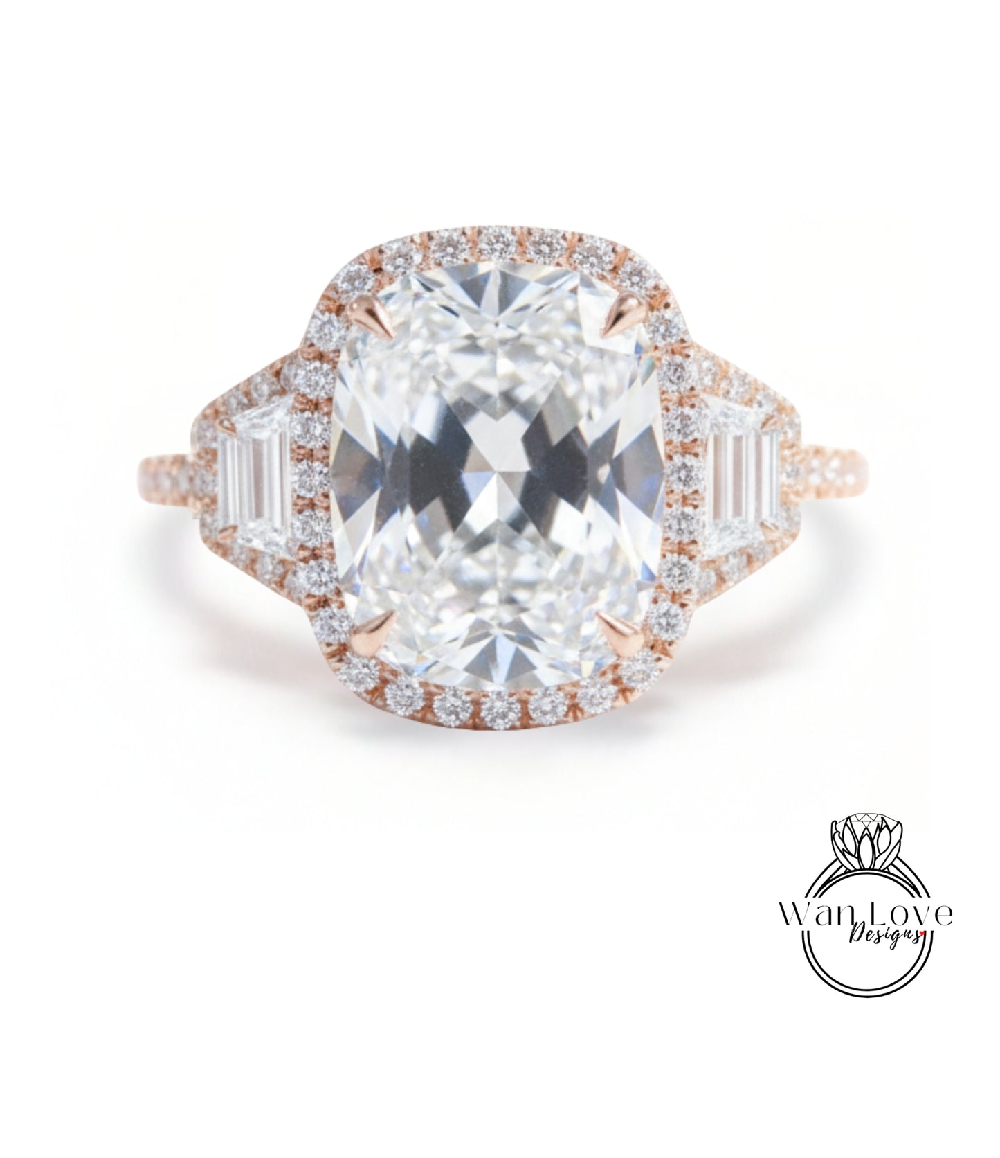 A large, oval-shaped diamond ring with a halo of smaller diamonds around the center stone.