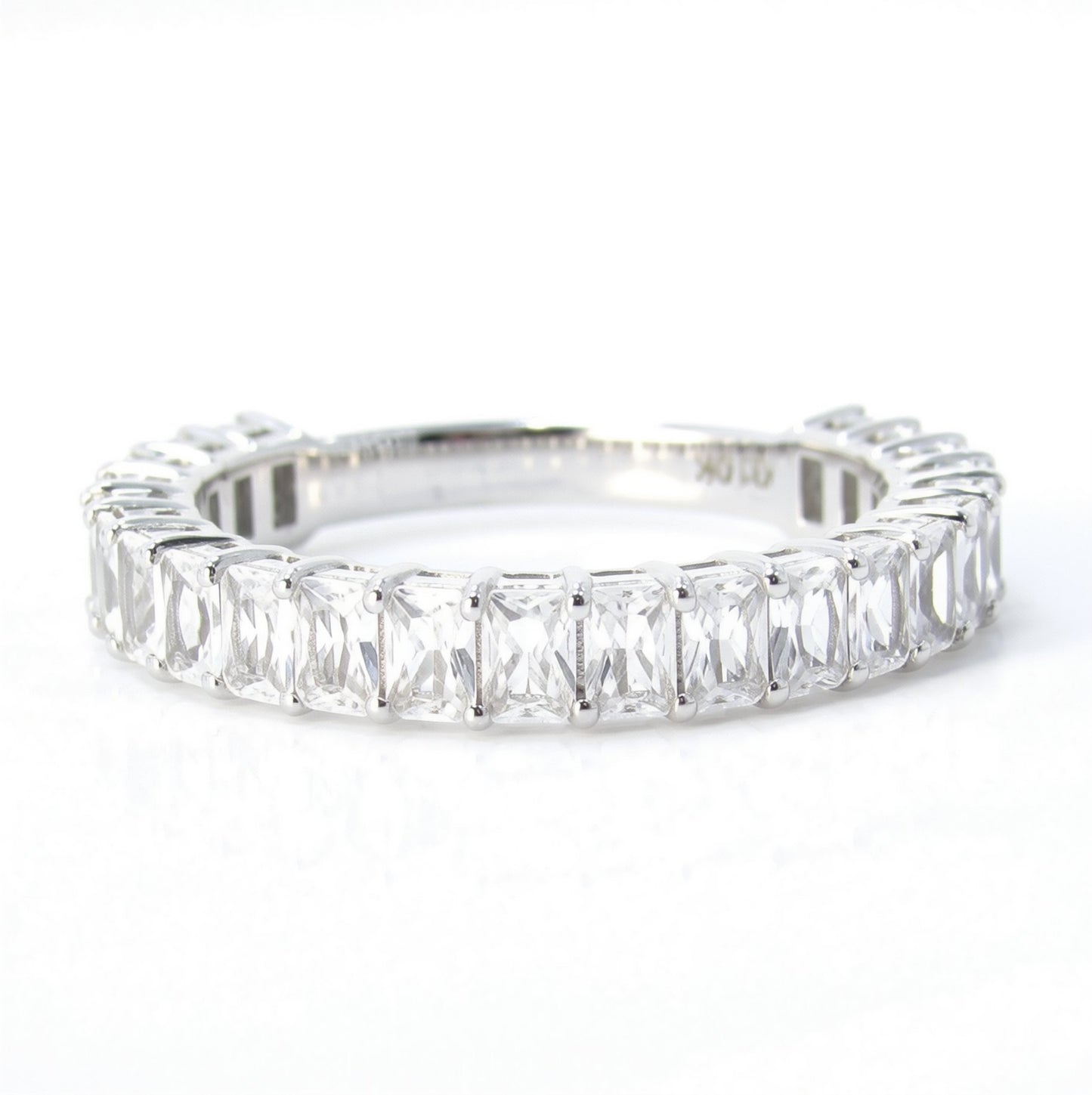 Moissanite Emerald Ring in Gold • Baguette Eternity Band • Diamond Engagement Ring • Wedding Ring • Bold Stacking Ring Wan Love Designs
