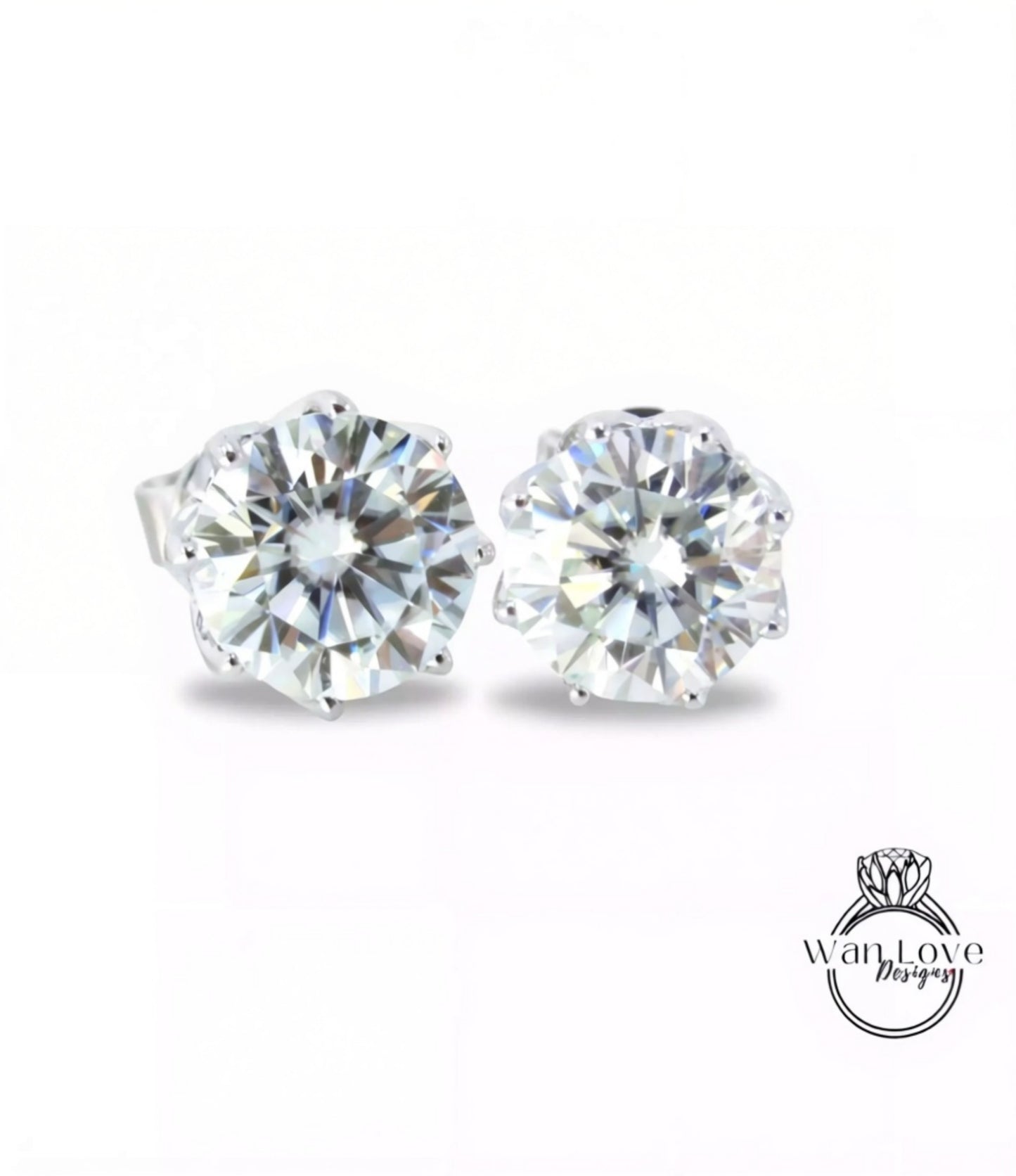 Moissanite Earrings 2ct miossanite studs 8 Prong Screw Back moissanite earrings Rose Gold moissanite earrings Anniversary Gift for her Ready Wan Love Designs