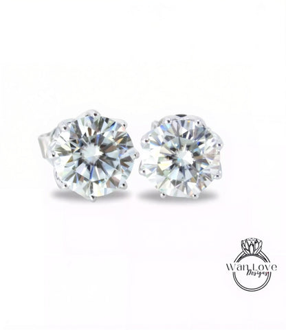 Moissanite Earrings 2ct miossanite studs 8 Prong Screw Back moissanite earrings Rose Gold moissanite earrings Anniversary Gift for her Ready Wan Love Designs