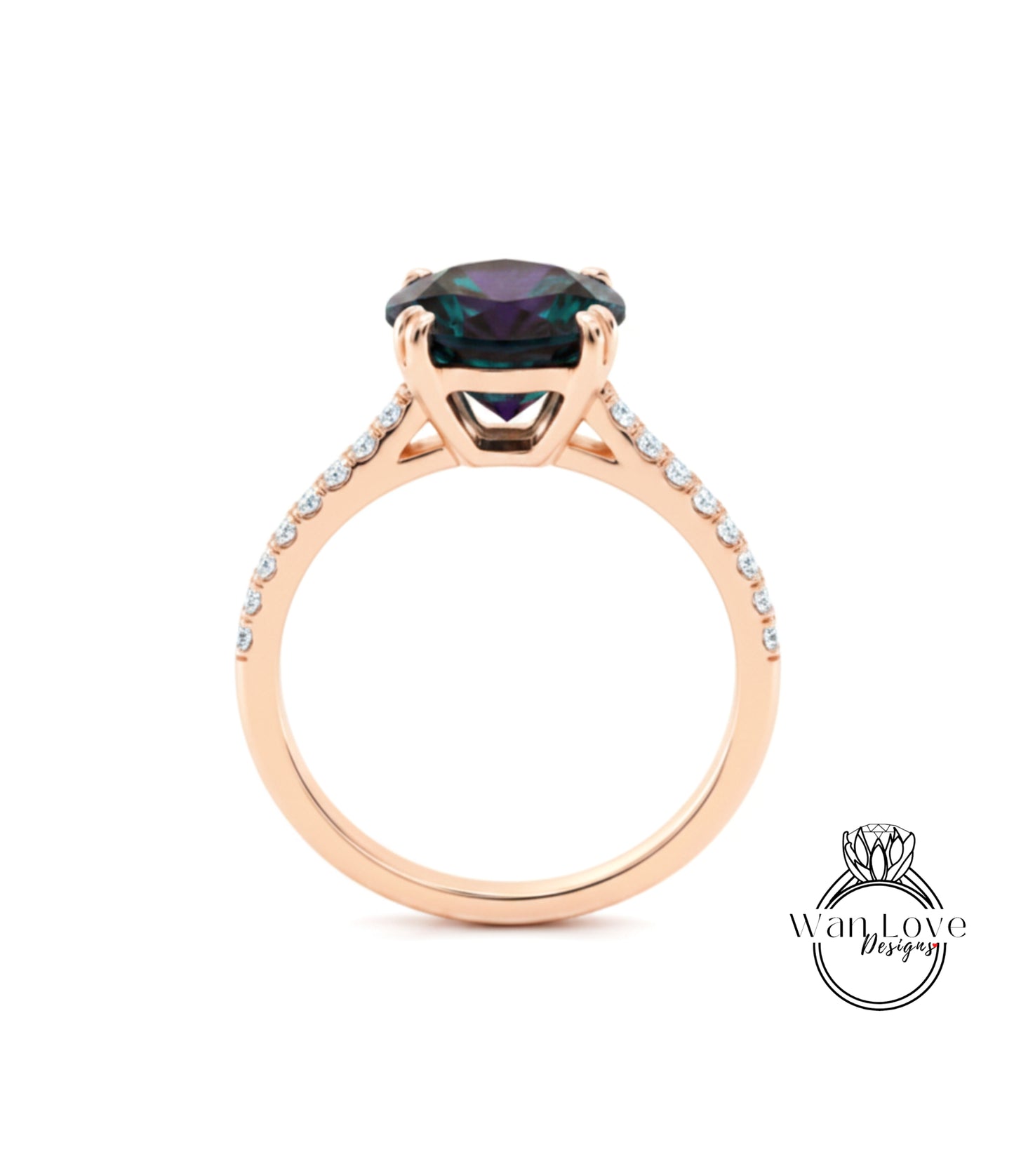 A gold ring with a large purple gemstone set in the center, surrounded by smaller diamonds.