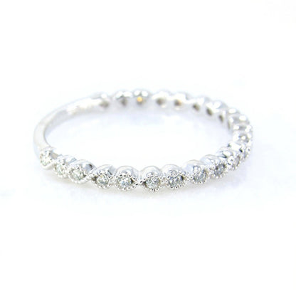 Moissanite Milgrain Infinity Bezel set Almost Eternity Moissanite Wedding Band Stacking Ring Custom Ready to ship Wan Love Designs