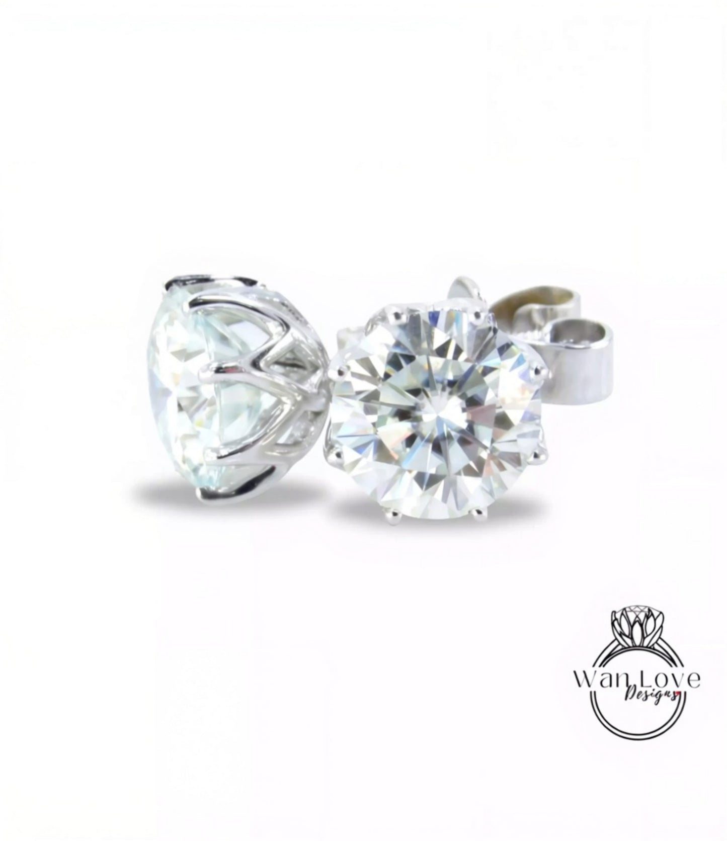 Moissanite Earrings 2ct miossanite studs 8 Prong Screw Back moissanite earrings Rose Gold moissanite earrings Anniversary Gift for her Ready Wan Love Designs