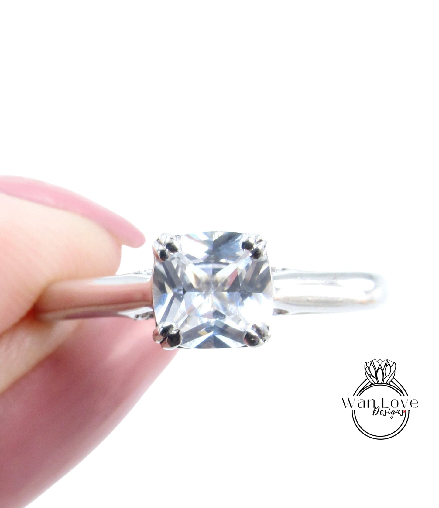 Zaffiro bianco cuscino solitario anello di fidanzamento arco Galleria gemme 1.2ct anello vintage anello nuziale anello di nozze anniversario regalo-pronto per la spedizione