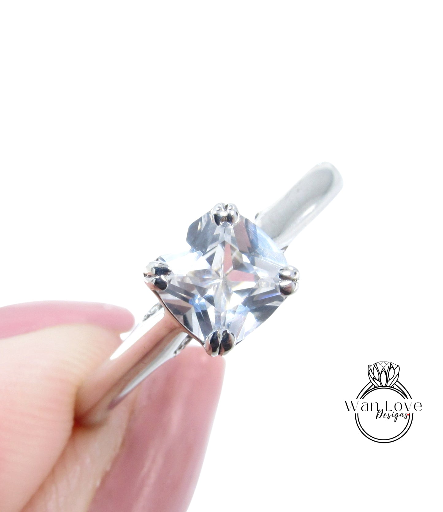 Zaffiro bianco cuscino solitario anello di fidanzamento arco Galleria gemme 1.2ct anello vintage anello nuziale anello di nozze anniversario regalo-pronto per la spedizione