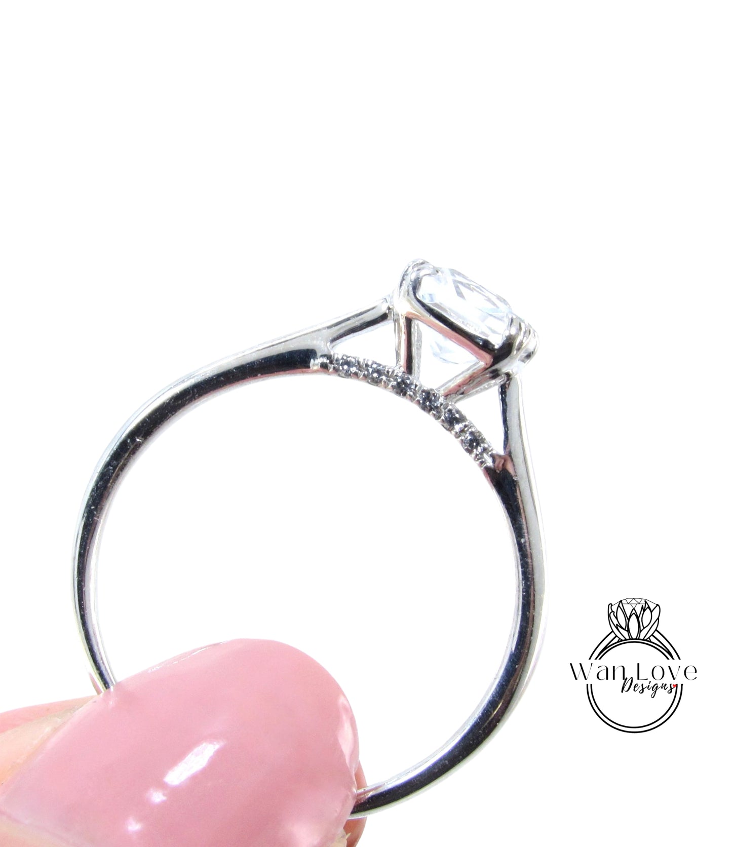 Zaffiro bianco cuscino solitario anello di fidanzamento arco Galleria gemme 1.2ct anello vintage anello nuziale anello di nozze anniversario regalo-pronto per la spedizione