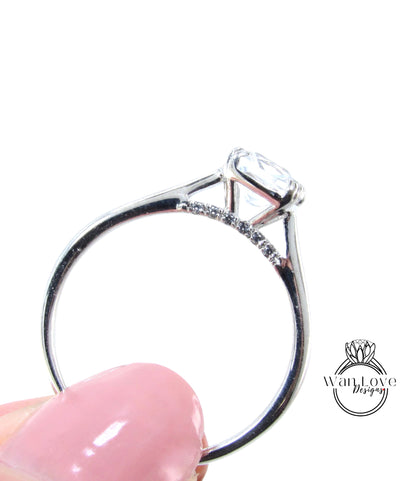 Zaffiro bianco cuscino solitario anello di fidanzamento arco Galleria gemme 1.2ct anello vintage anello nuziale anello di nozze anniversario regalo-pronto per la spedizione