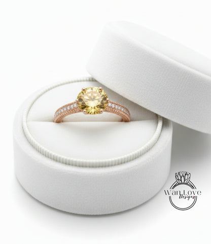 Anello di fidanzamento con perline floreali in filigrana Milgrain con zaffiro rosa chiaro e diamanti, rotondo, personalizzato, in oro 18kt, platino, matrimonio 14kt