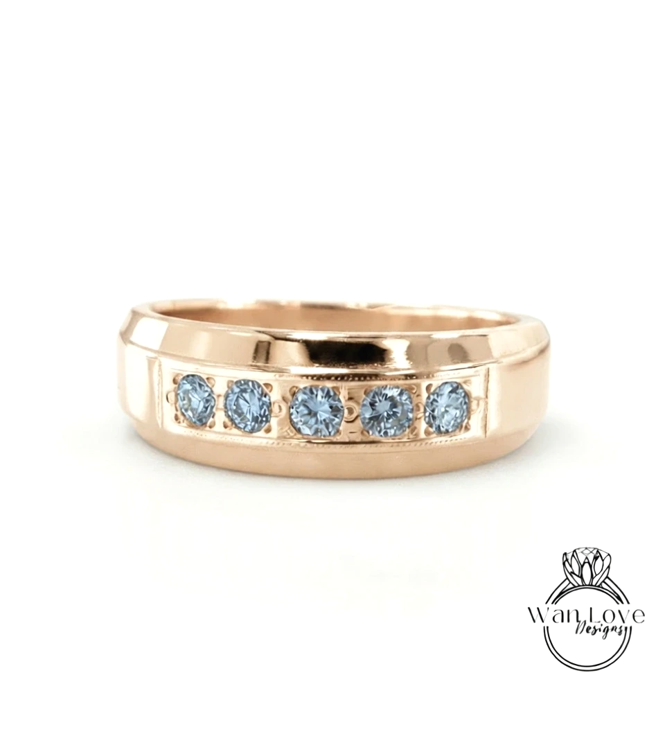 Mens Diamond Wedding Band, Moissanite Mens Wedding Band, Channel Setting Diamond/Moissanite Birthstone Mans Wedding Band jewelry gift