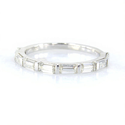 Baguette Almost Eternity Ring • Diamond 3/4 Eternity Ring • Minimalist Engagement Ring in Rose Gold • Moissanite Matching Wedding Band Wan Love Designs