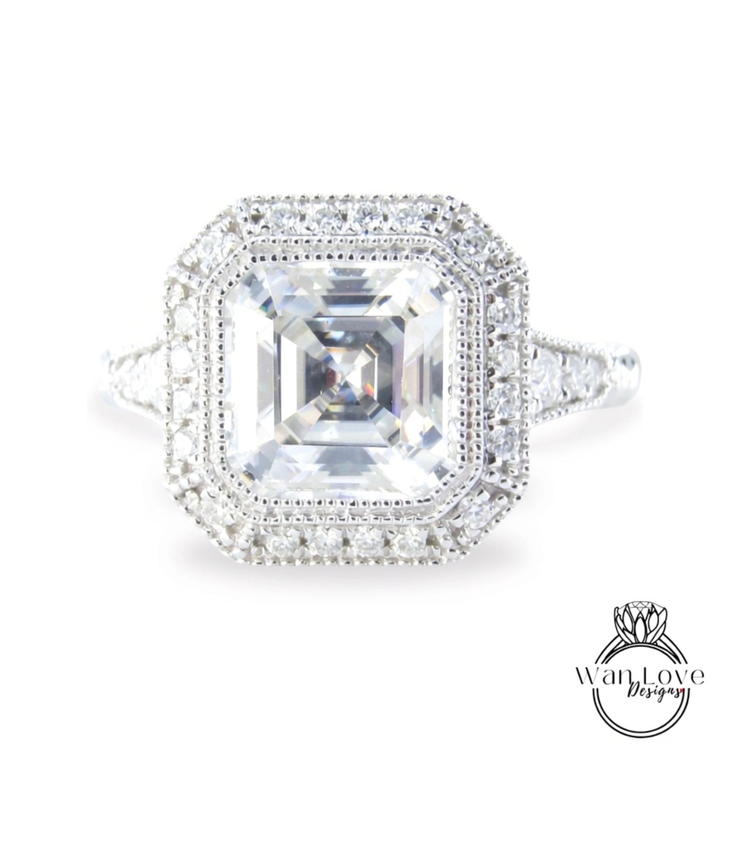 A stunning diamond engagement ring with a large, brilliant-cut diamond at the center, surrounded by a halo of smaller diamonds.