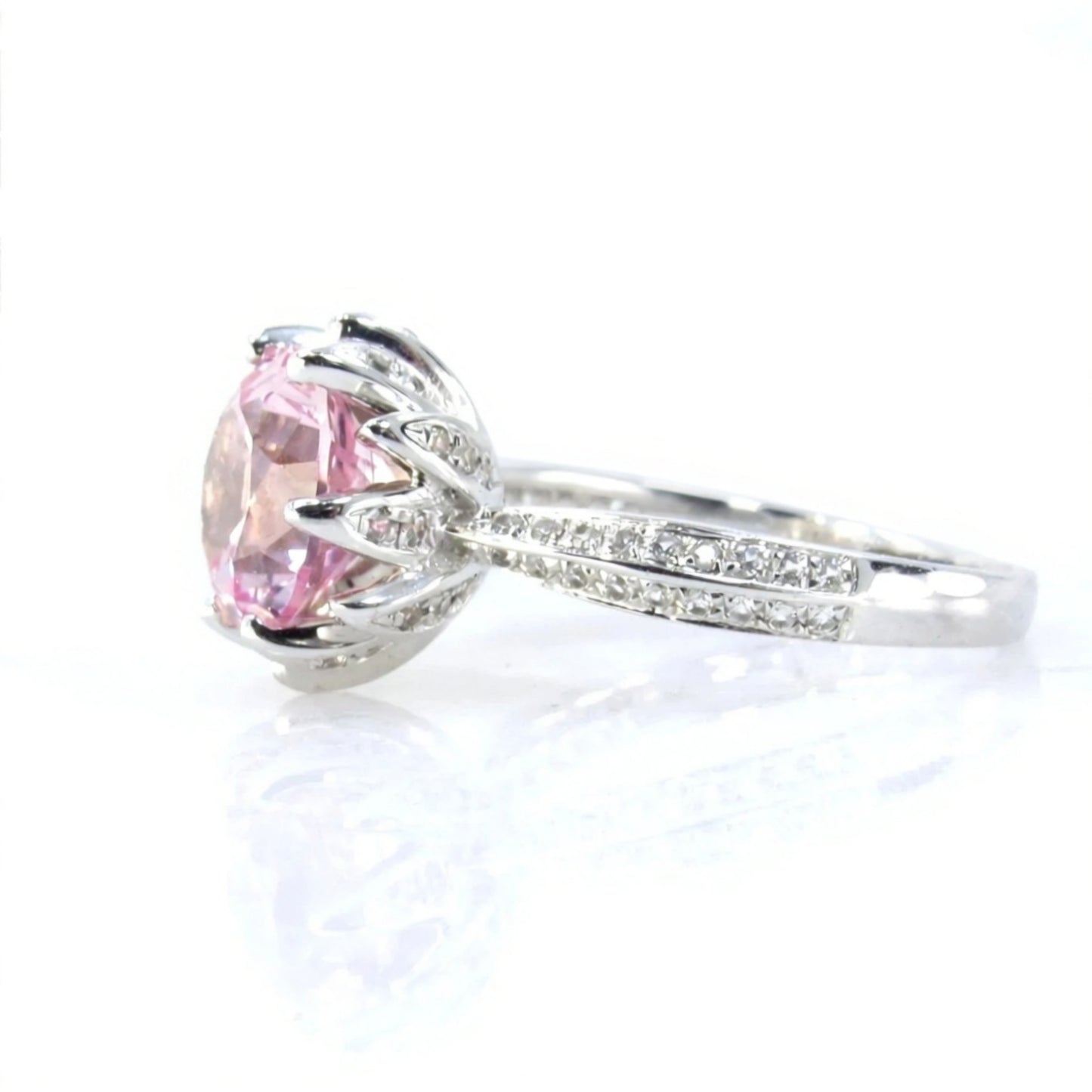 Lotus Flower Engagement Ring with 3 CT Blush Pink Peach Round Sapphire | Lotus Flower Ring | Unique Ring | Moissanite Ring | Ready to Ship Wan Love Designs