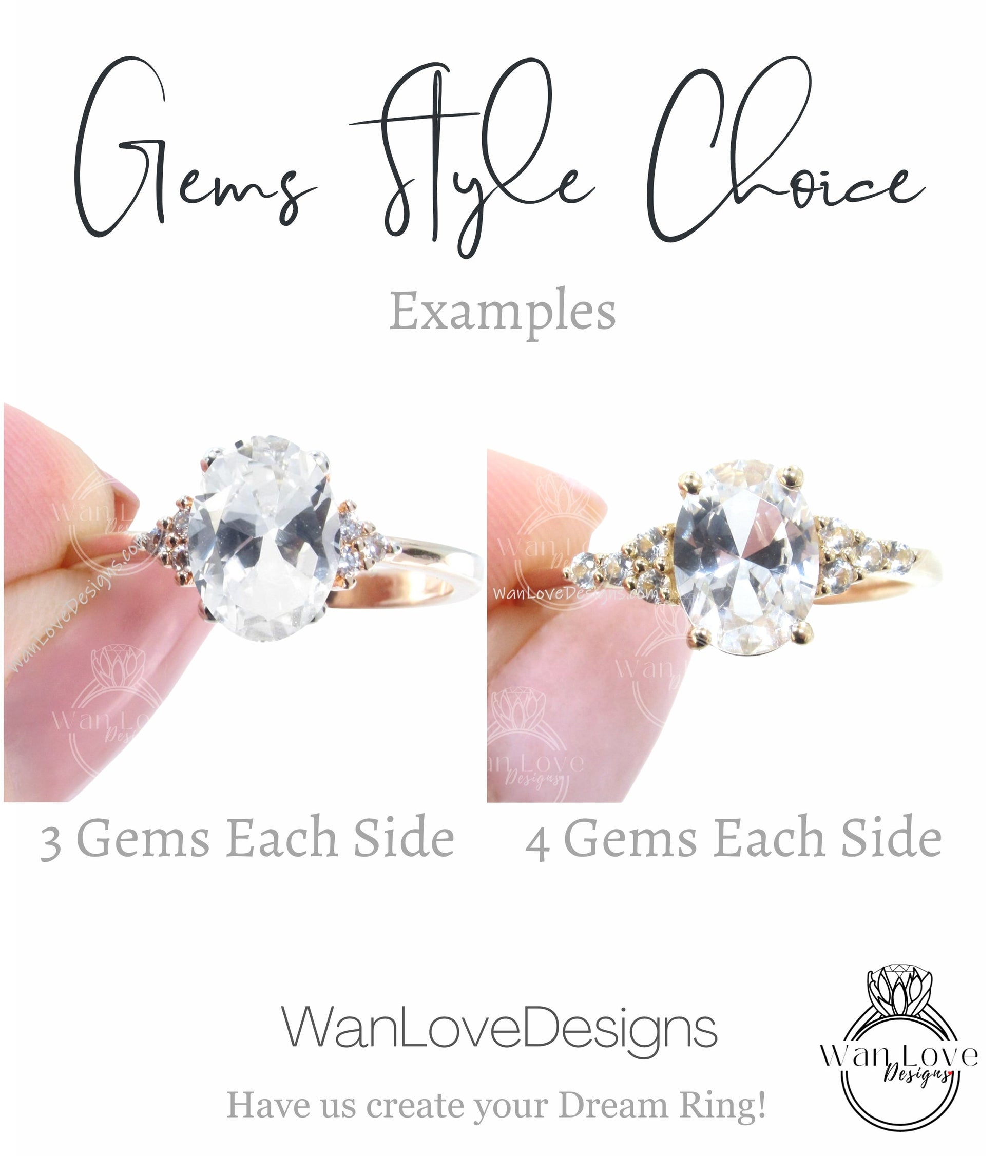 Salt & Pepper Diamond Oval cut dainty engagement ring vintage Unique Round diamond Cluster Moissanite gold engagement ring women Bridal gift Wan Love Designs