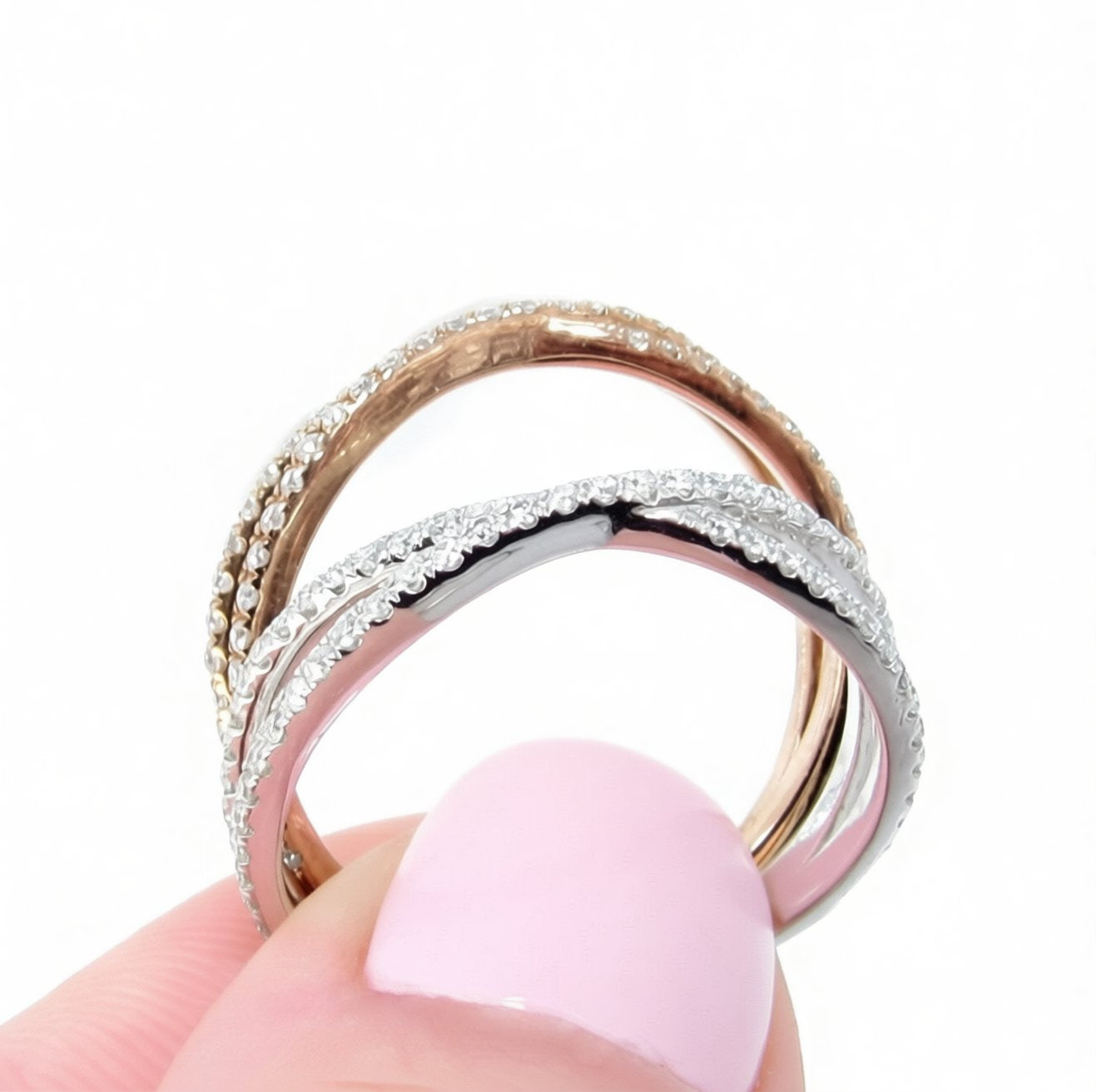 Moissanite Criss-Cross Infinity X womans Wedding Band Ring White Rose Gold Choice Anniversary ring Wedding jewelry Bridal Gift,Ready to Ship