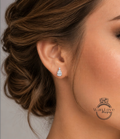 A close-up of a woman's ear with a diamond earring, showcasing the intricate details of the earring and the woman's hair.